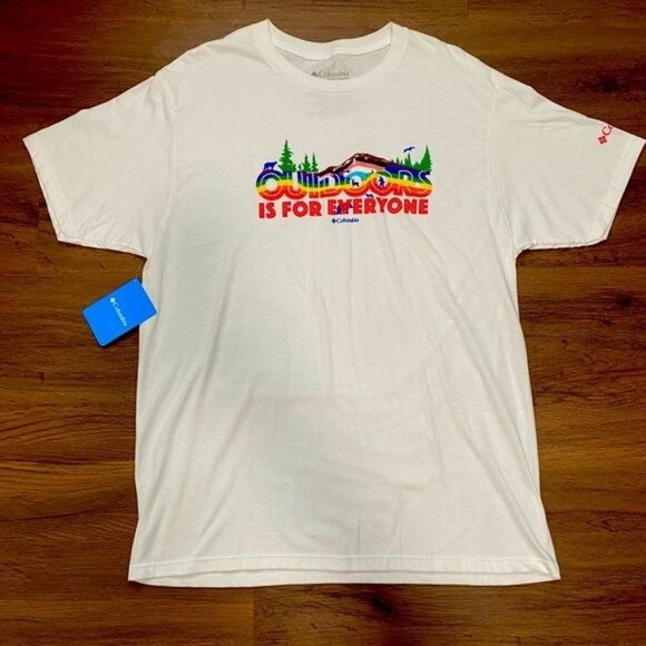 Columbia Mens White Outdoors For Everyone Graphic T-Shirt Large 100% Cotton - Picture 2 of 9